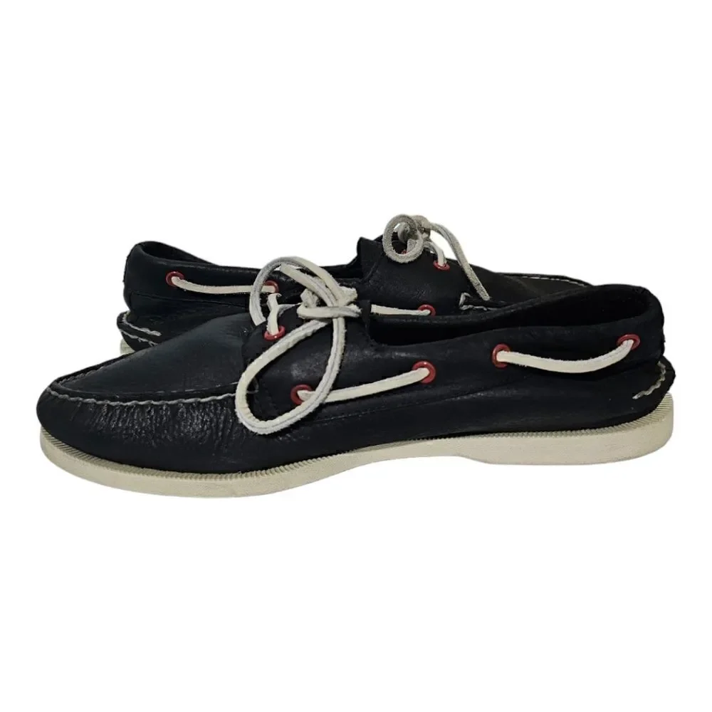 SPERRY Topsiders Blue Leather White Laces Red Grommets - Size‎ 10 1/2